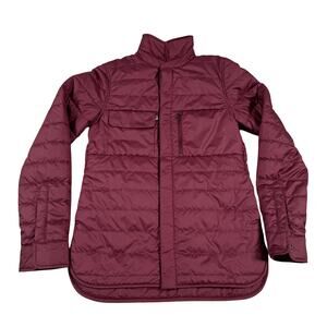 The North Face Womens Quilted Insulated Shirt Jacket Burgundy Snap Front Sz S